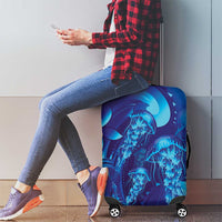 Purple Paradise Polynesia Jellyfish Luggage Cover Plumeria Polynesian Tattoo Glowing Vibes