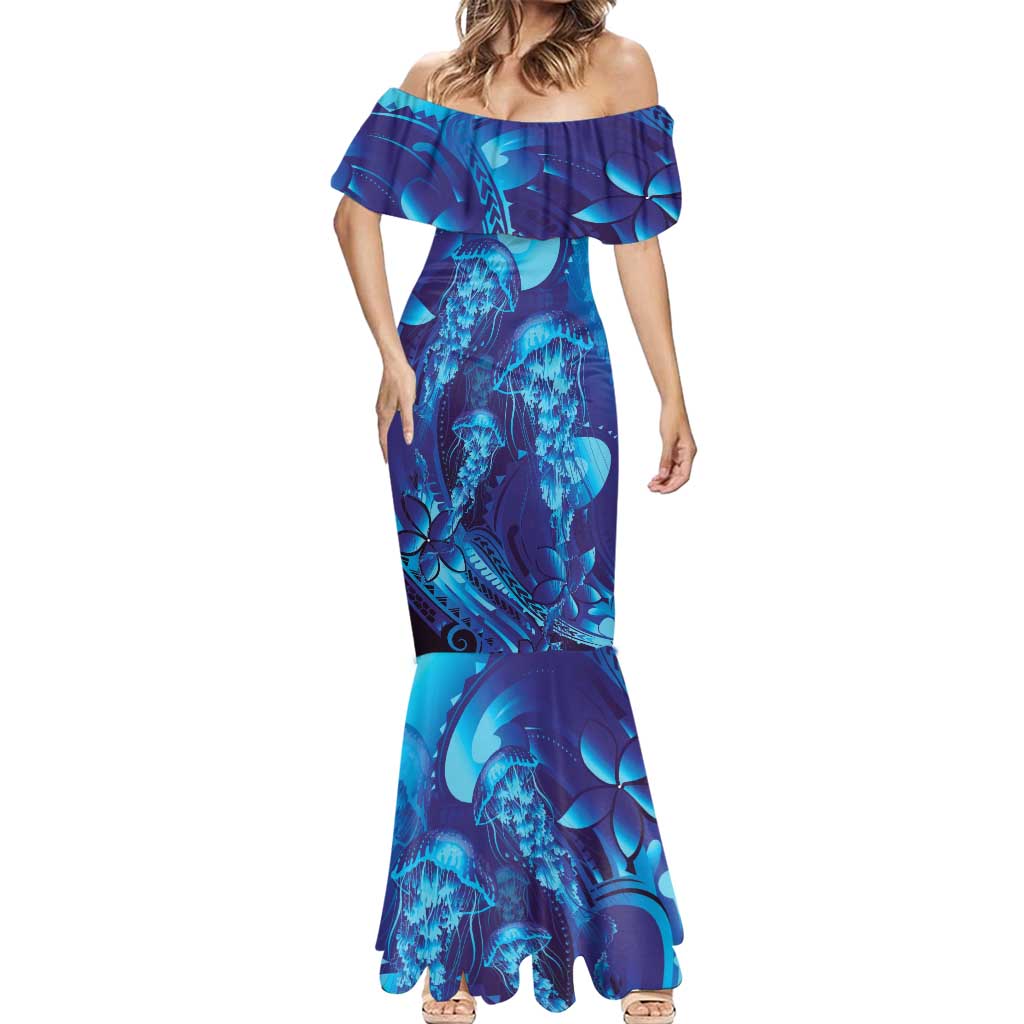 Purple Paradise Polynesia Jellyfish Mermaid Dress Plumeria Polynesian Tattoo Glowing Vibes LT14 - Polynesian Pride