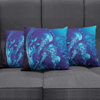 Purple Paradise Polynesia Jellyfish Pillow Cover Plumeria Polynesian Tattoo Glowing Vibes LT14 - Polynesian Pride