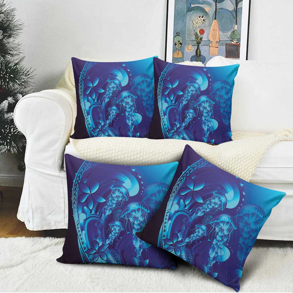 Purple Paradise Polynesia Jellyfish Pillow Cover Plumeria Polynesian Tattoo Glowing Vibes LT14 - Polynesian Pride