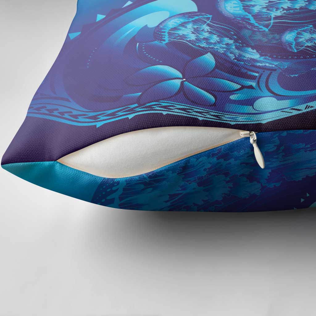 Purple Paradise Polynesia Jellyfish Pillow Cover Plumeria Polynesian Tattoo Glowing Vibes LT14 - Polynesian Pride
