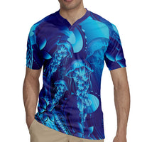 Purple Paradise Polynesia Jellyfish Rugby Jersey Plumeria Polynesian Tattoo Glowing Vibes