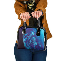 Purple Paradise Polynesia Jellyfish Shoulder Handbag Plumeria Polynesian Tattoo Glowing Vibes