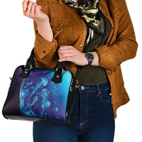 Purple Paradise Polynesia Jellyfish Shoulder Handbag Plumeria Polynesian Tattoo Glowing Vibes