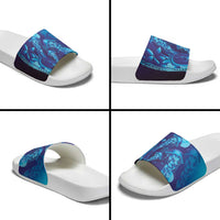 Purple Paradise Polynesia Jellyfish Slide Sandals Plumeria Polynesian Tattoo Glowing Vibes
