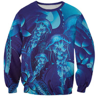 Purple Paradise Polynesia Jellyfish Sweatshirt Plumeria Polynesian Tattoo Glowing Vibes LT14 Unisex Purple - Polynesian Pride