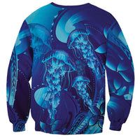 Purple Paradise Polynesia Jellyfish Sweatshirt Plumeria Polynesian Tattoo Glowing Vibes LT14 - Polynesian Pride