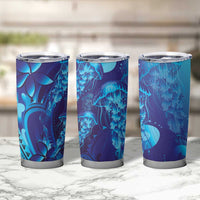 Purple Paradise Polynesia Jellyfish Tumbler Cup Plumeria Polynesian Tattoo Glowing Vibes