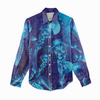 Purple Paradise Polynesia Jellyfish Women Casual Shirt Plumeria Polynesian Tattoo Glowing Vibes LT14 - Polynesian Pride