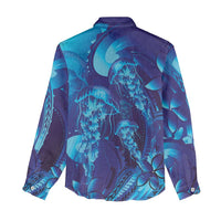 Purple Paradise Polynesia Jellyfish Women Casual Shirt Plumeria Polynesian Tattoo Glowing Vibes LT14 - Polynesian Pride