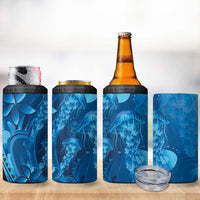 Blue Gradient Polynesia Jellyfish 4 in 1 Can Cooler Tumbler Plumeria Polynesian Tattoo Glowing Vibes LT14 - Polynesian Pride