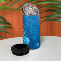 Blue Gradient Polynesia Jellyfish 4 in 1 Can Cooler Tumbler Plumeria Polynesian Tattoo Glowing Vibes LT14 - Polynesian Pride