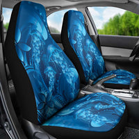 Blue Gradient Polynesia Jellyfish Car Seat Cover Plumeria Polynesian Tattoo Glowing Vibes