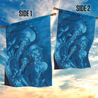 Blue Gradient Polynesia Jellyfish Garden Flag Plumeria Polynesian Tattoo Glowing Vibes