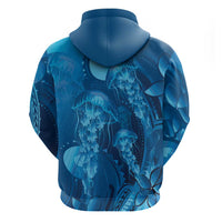 Blue Gradient Polynesia Jellyfish Hoodie Plumeria Polynesian Tattoo Glowing Vibes LT14 - Polynesian Pride