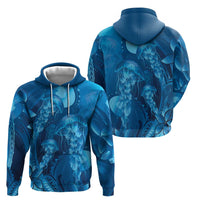 Blue Gradient Polynesia Jellyfish Hoodie Plumeria Polynesian Tattoo Glowing Vibes LT14 - Polynesian Pride
