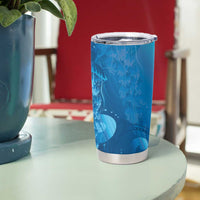 Blue Gradient Polynesia Jellyfish Tumbler Cup Plumeria Polynesian Tattoo Glowing Vibes