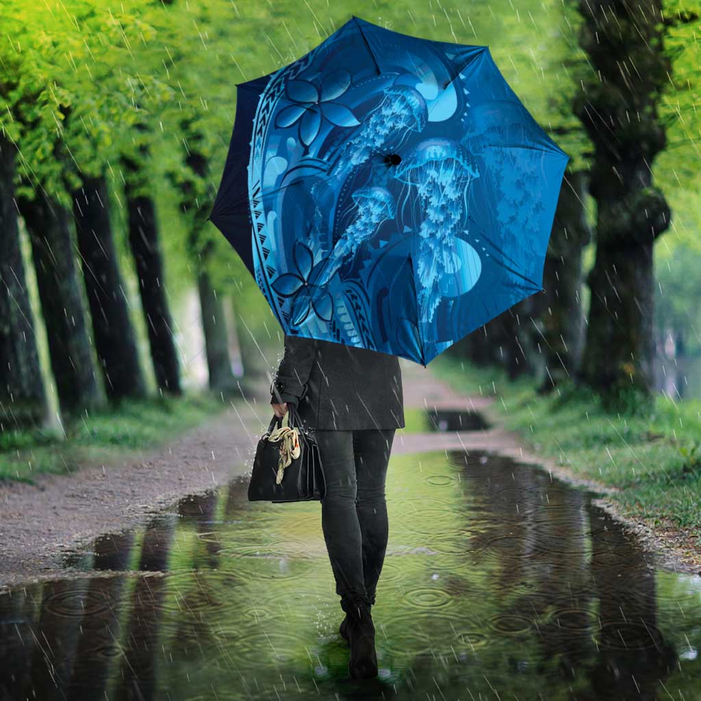 Blue Gradient Polynesia Jellyfish Umbrella Plumeria Polynesian Tattoo Glowing Vibes