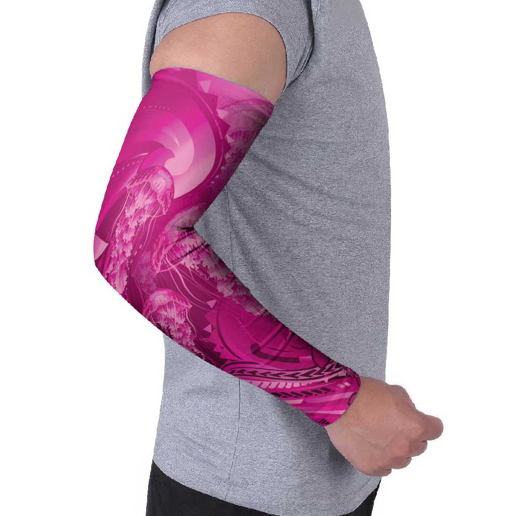 Pink Gradient Polynesia Jellyfish Arm Sleeves Plumeria Polynesian Tattoo Glowing Vibes
