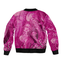 Pink Gradient Polynesia Jellyfish Bomber Jacket Plumeria Polynesian Tattoo Glowing Vibes