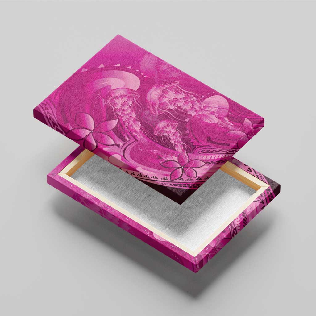 Pink Gradient Polynesia Jellyfish Canvas Wall Art Plumeria Polynesian Tattoo Glowing Vibes LT14 - Polynesian Pride