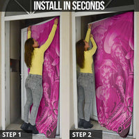 Pink Gradient Polynesia Jellyfish Door Cover Plumeria Polynesian Tattoo Glowing Vibes