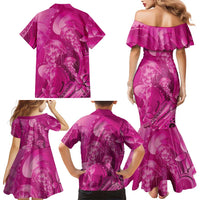 Pink Gradient Polynesia Jellyfish Family Matching Mermaid Dress and Hawaiian Shirt Plumeria Polynesian Tattoo Glowing Vibes LT14 - Polynesian Pride