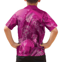 Pink Gradient Polynesia Jellyfish Family Matching Short Sleeve Bodycon Dress and Hawaiian Shirt Plumeria Polynesian Tattoo Glowing Vibes LT14 - Polynesian Pride
