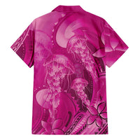Pink Gradient Polynesia Jellyfish Family Matching Summer Maxi Dress and Hawaiian Shirt Plumeria Polynesian Tattoo Glowing Vibes LT14 - Polynesian Pride