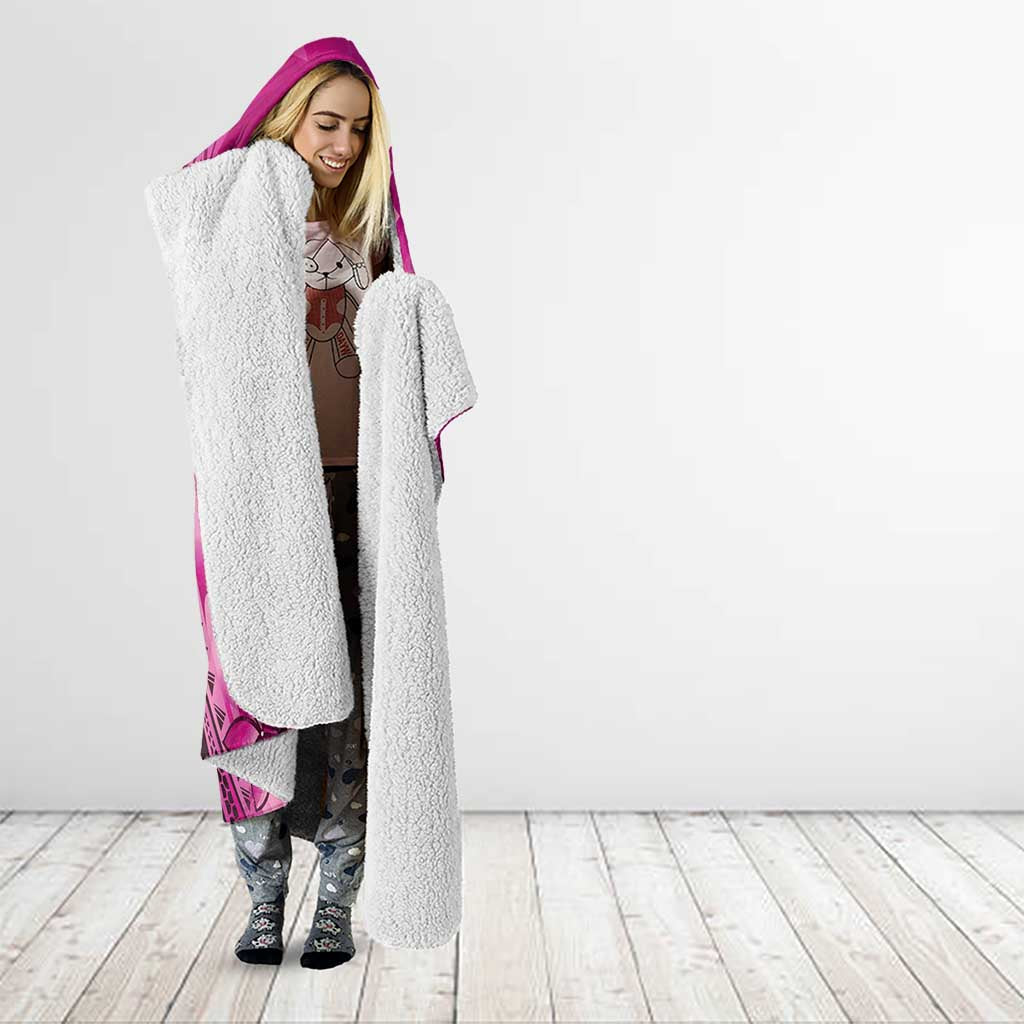 Pink Gradient Polynesia Jellyfish Hooded Blanket Plumeria Polynesian Tattoo Glowing Vibes