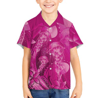 Pink Gradient Polynesia Jellyfish Kid Hawaiian Shirt Plumeria Polynesian Tattoo Glowing Vibes