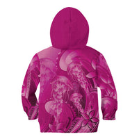 Pink Gradient Polynesia Jellyfish Kid Hoodie Plumeria Polynesian Tattoo Glowing Vibes