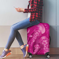 Pink Gradient Polynesia Jellyfish Luggage Cover Plumeria Polynesian Tattoo Glowing Vibes LT14 - Polynesian Pride