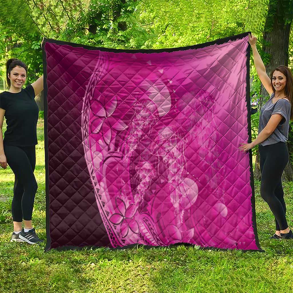Pink Gradient Polynesia Jellyfish Quilt Plumeria Polynesian Tattoo Glowing Vibes