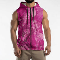 Pink Gradient Polynesia Jellyfish Sleeveless Zip Hoodie Plumeria Polynesian Tattoo Glowing Vibes