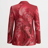 Red Gradient Polynesia Jellyfish Blazer Plumeria Polynesian Tattoo Glowing Vibes