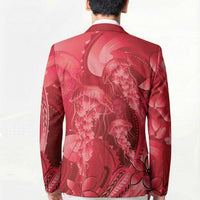 Red Gradient Polynesia Jellyfish Blazer Plumeria Polynesian Tattoo Glowing Vibes