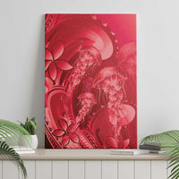 Red Gradient Polynesia Jellyfish Canvas Wall Art Plumeria Polynesian Tattoo Glowing Vibes