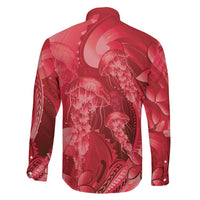Red Gradient Polynesia Jellyfish Family Matching Summer Maxi Dress and Hawaiian Shirt Plumeria Polynesian Tattoo Glowing Vibes LT14 - Polynesian Pride