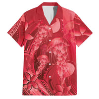Red Gradient Polynesia Jellyfish Hawaiian Shirt Plumeria Polynesian Tattoo Glowing Vibes LT14 Red - Polynesian Pride