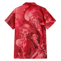 Red Gradient Polynesia Jellyfish Hawaiian Shirt Plumeria Polynesian Tattoo Glowing Vibes LT14 - Polynesian Pride