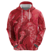 Red Gradient Polynesia Jellyfish Hoodie Plumeria Polynesian Tattoo Glowing Vibes LT14 - Polynesian Pride