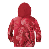 Red Gradient Polynesia Jellyfish Kid Hoodie Plumeria Polynesian Tattoo Glowing Vibes LT14 - Polynesian Pride