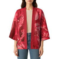 Red Gradient Polynesia Jellyfish Kimono Plumeria Polynesian Tattoo Glowing Vibes