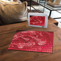 Red Gradient Polynesia Jellyfish Puzzle Plumeria Polynesian Tattoo Glowing Vibes