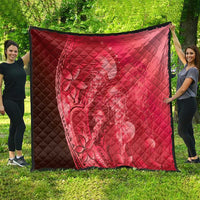 Red Gradient Polynesia Jellyfish Quilt Plumeria Polynesian Tattoo Glowing Vibes