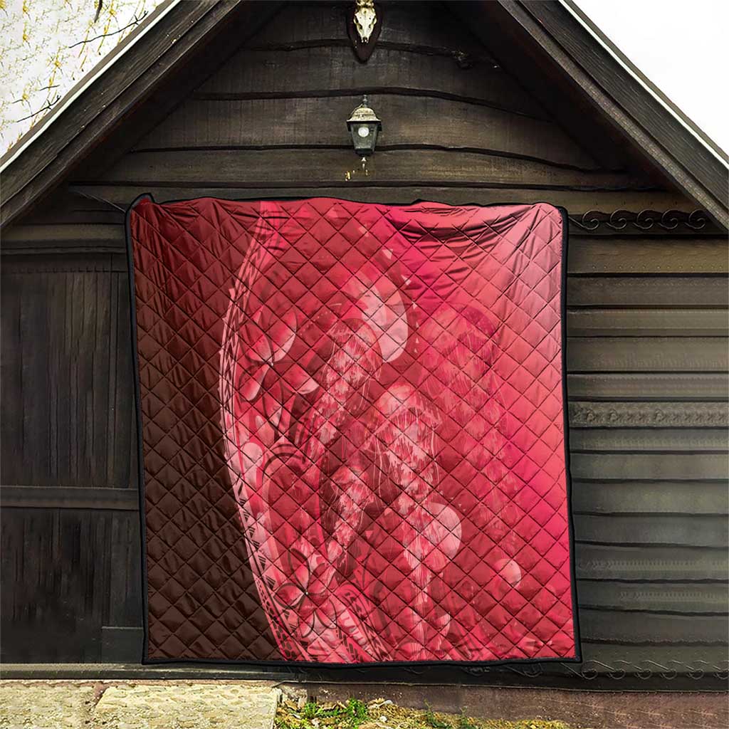Red Gradient Polynesia Jellyfish Quilt Plumeria Polynesian Tattoo Glowing Vibes