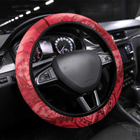 Red Gradient Polynesia Jellyfish Steering Wheel Cover Plumeria Polynesian Tattoo Glowing Vibes LT14 Universal Fit Red - Polynesian Pride