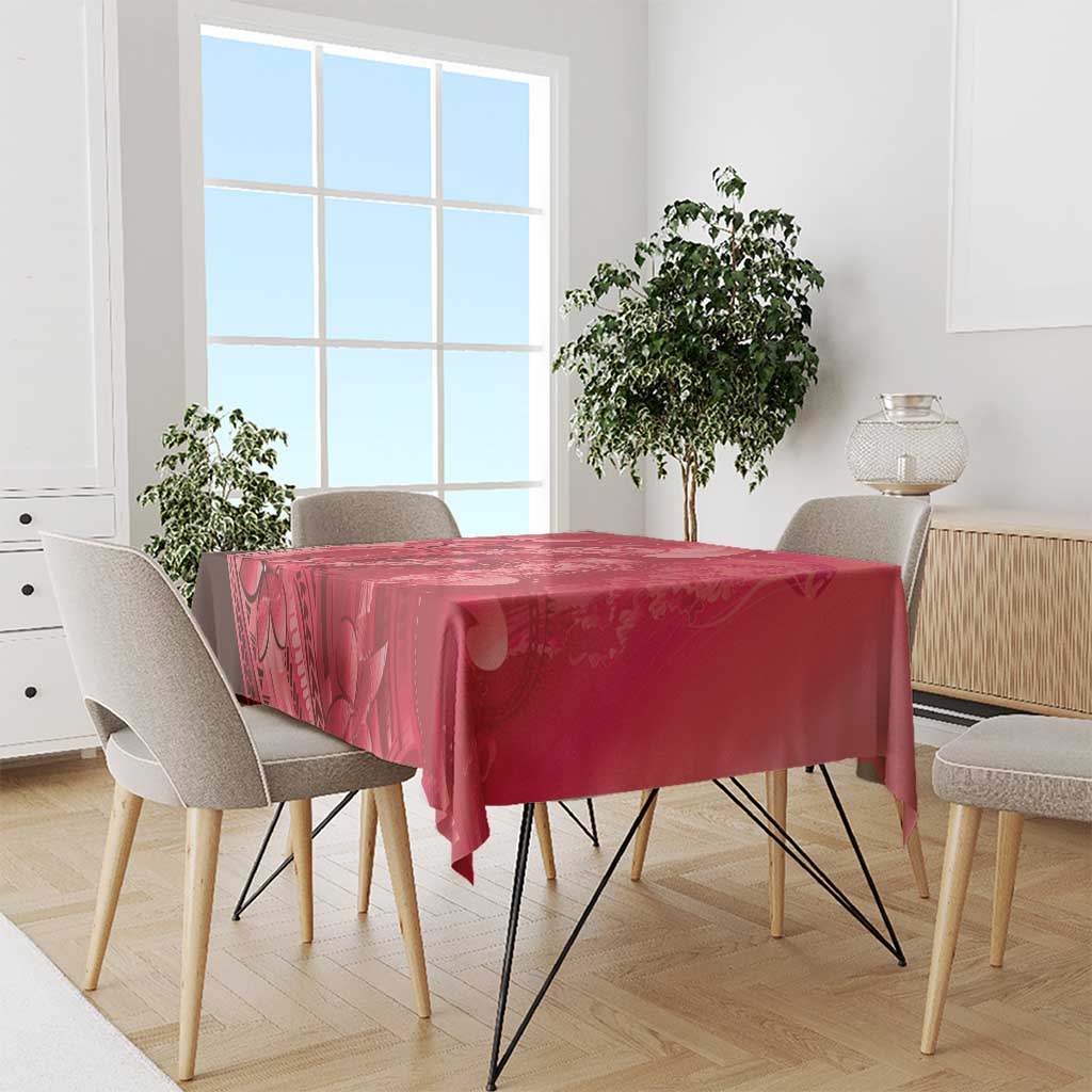 Red Gradient Polynesia Jellyfish Tablecloth Plumeria Polynesian Tattoo Glowing Vibes