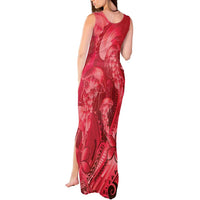 Red Gradient Polynesia Jellyfish Tank Maxi Dress Plumeria Polynesian Tattoo Glowing Vibes